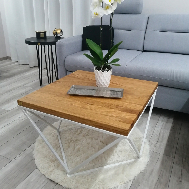 Table basse Livte sur socle blanc 70x70 cm