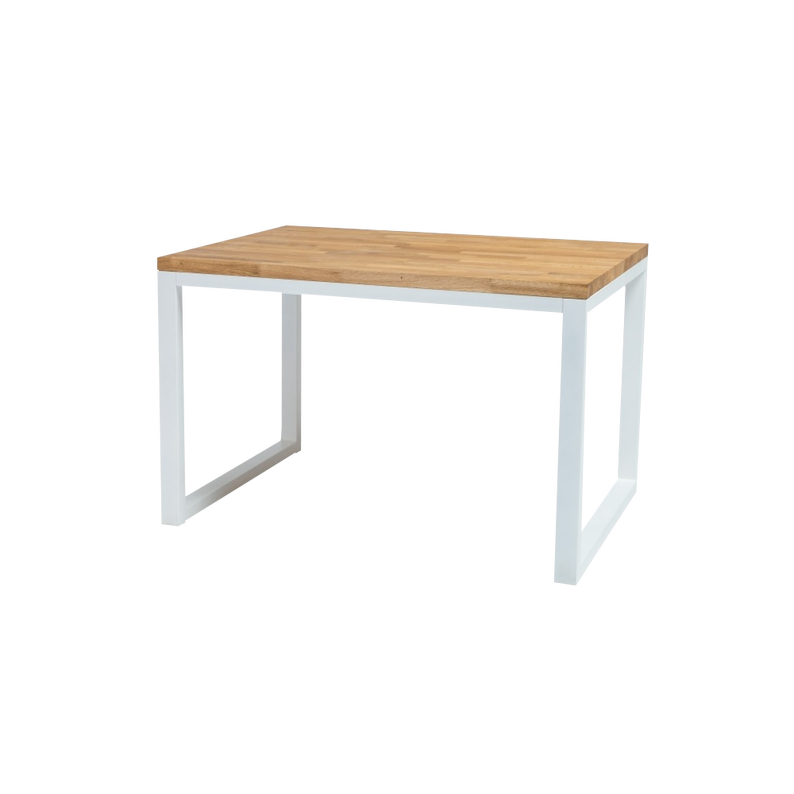 PAZMER Table basse 150x90 cm de bois massif pieds blancs