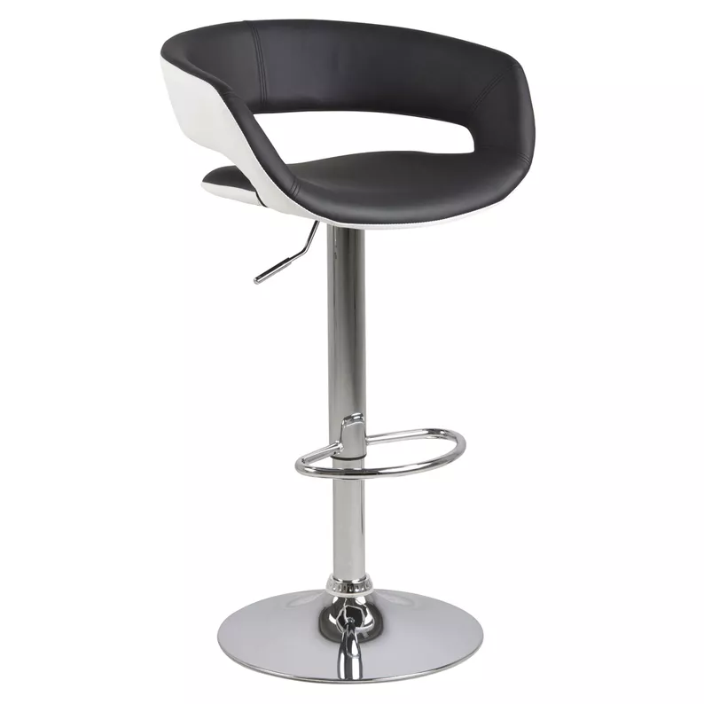 HANNAH Lot de 2 tabourets blanc / noir en similicuir