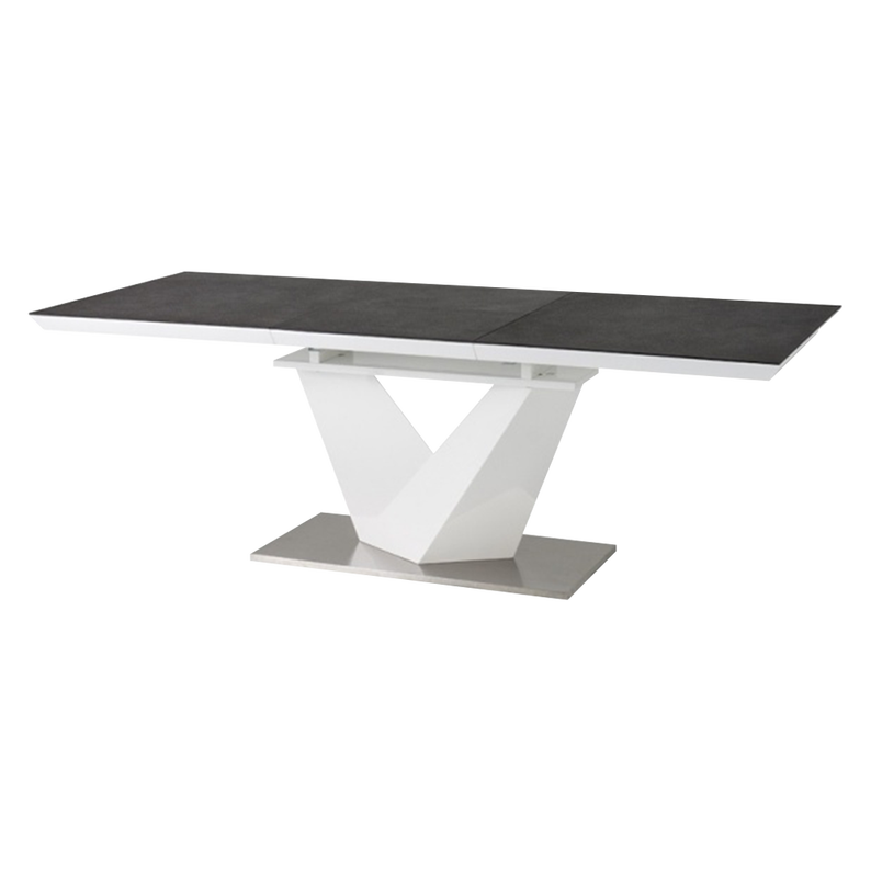 Table à rallonges Aramoko II 160-220x90 cm gris - blanc