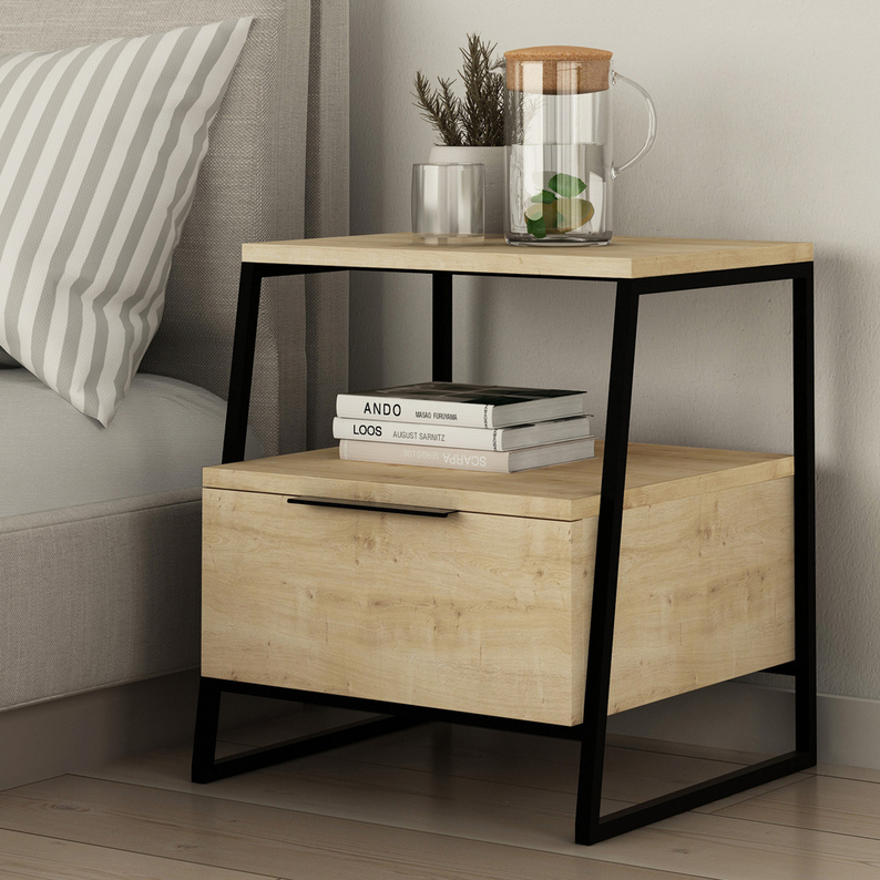 Table de chevet Pellos chêne minimaliste