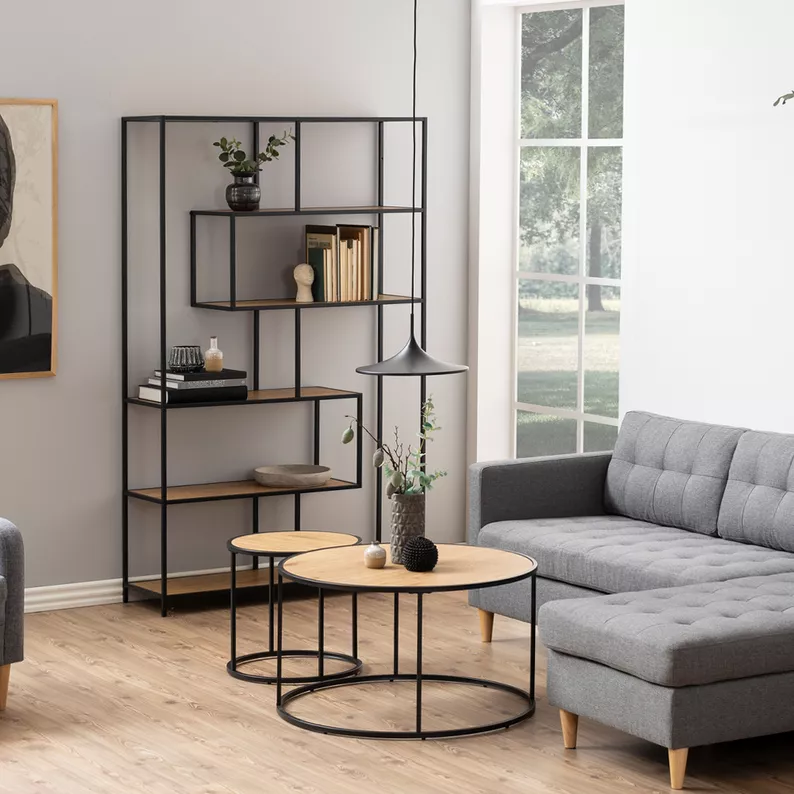 MAGERTA Table basse industrielle sur un cercle diamètre 80 cm