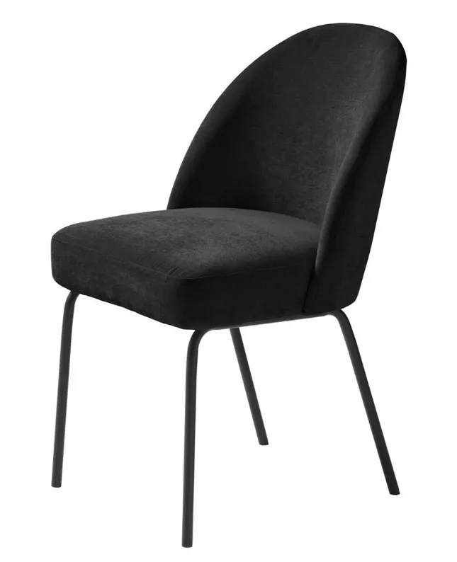 Chaise rembourrée en chenille noire Nelicials