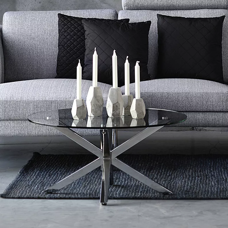KARDEMA Table basse en verre diamètre 82 cm