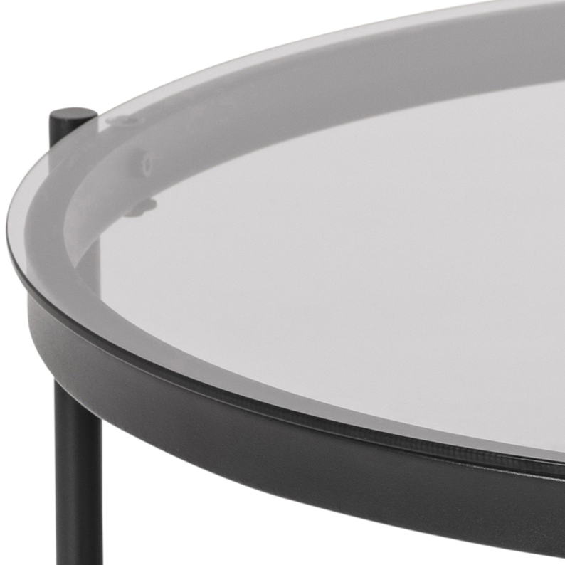 AYKAL Table basse ronde diamètre 79 cm verre fumé