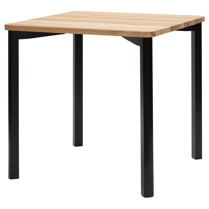 Table carrée Triventi 80x80 cm avec pieds arrondis noirs