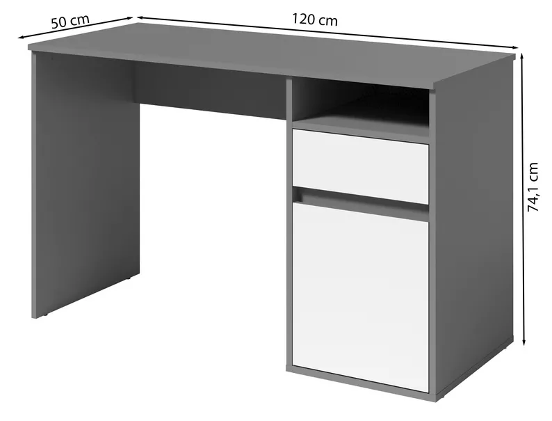 Biurko Billa z szufladą i szafką 120 cm grafit / biały