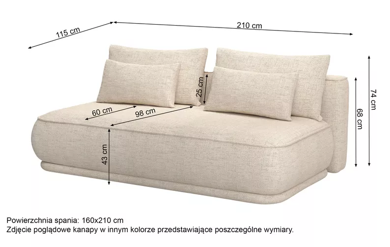 Kanapa rozkładana trzyosobowa Leanno z pojemnikiem granatowa szenil hydrofobowy