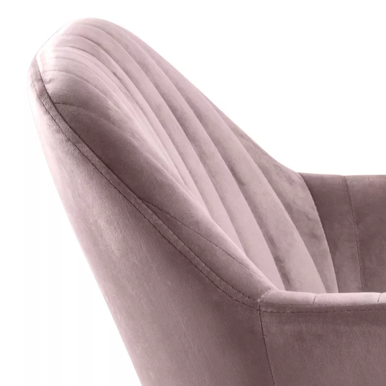 ELIDI Chaise rembourrée velours rose poudré pieds métal