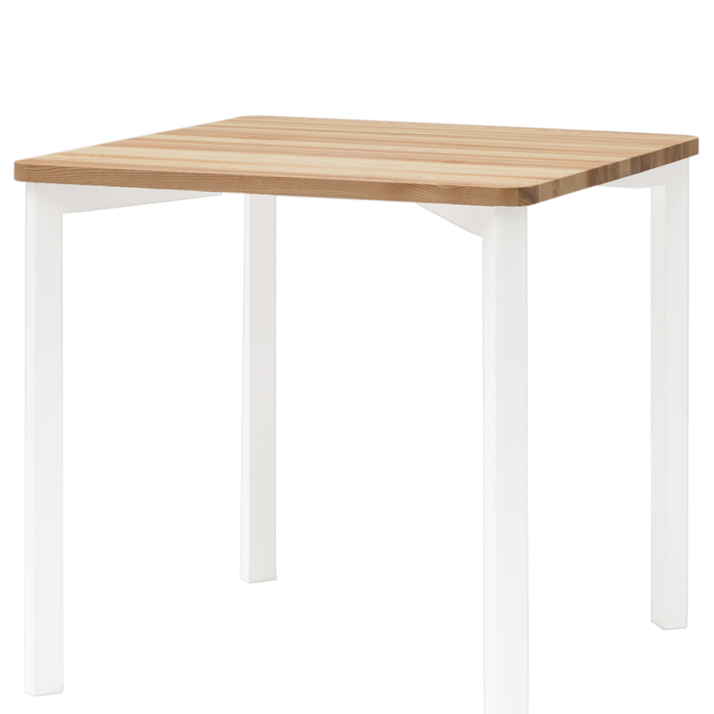 Table carrée Triventi 80x80 cm avec pieds arrondis blancs