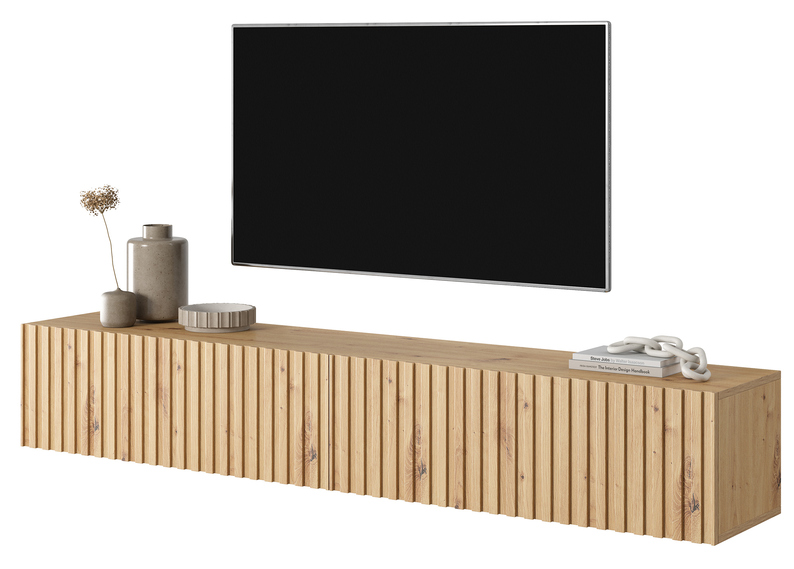 TELIRE Meuble TV 175 cm en chêne artisan avec façade fraisée