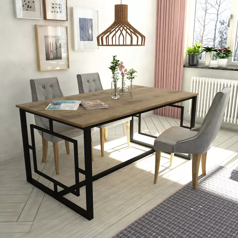 Table à manger Lushapint 160x76 cm en noyer