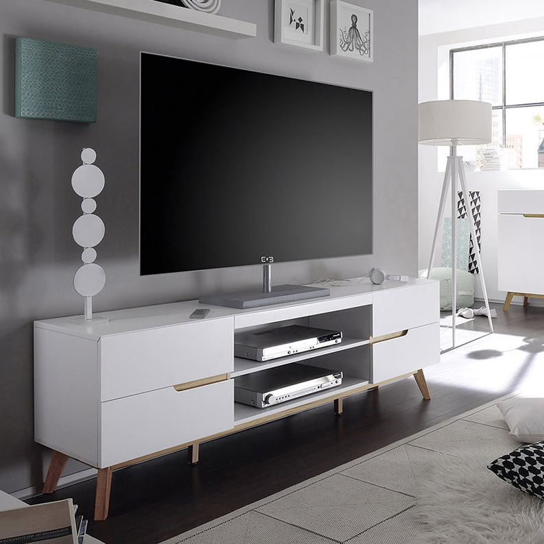 Meuble TV Furetton 169 cm blanc-chêne