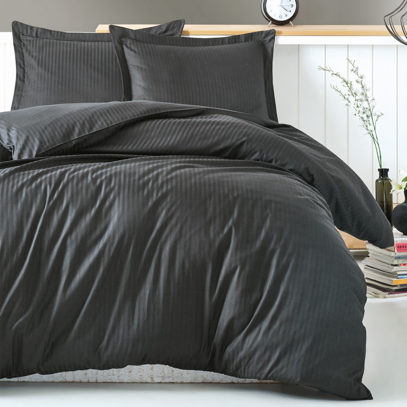 Parure de lit avec taies d'oreiller Tripsev 200x220 cm anthracite