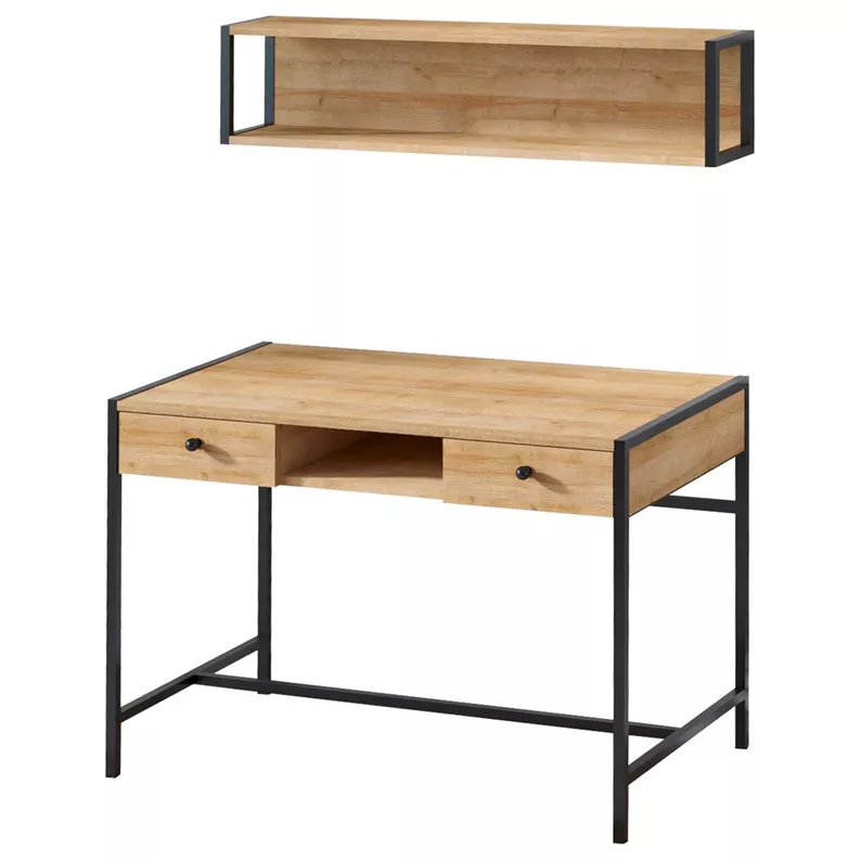 GERIAN Bureau 100x60 cm avec étagère suspendue