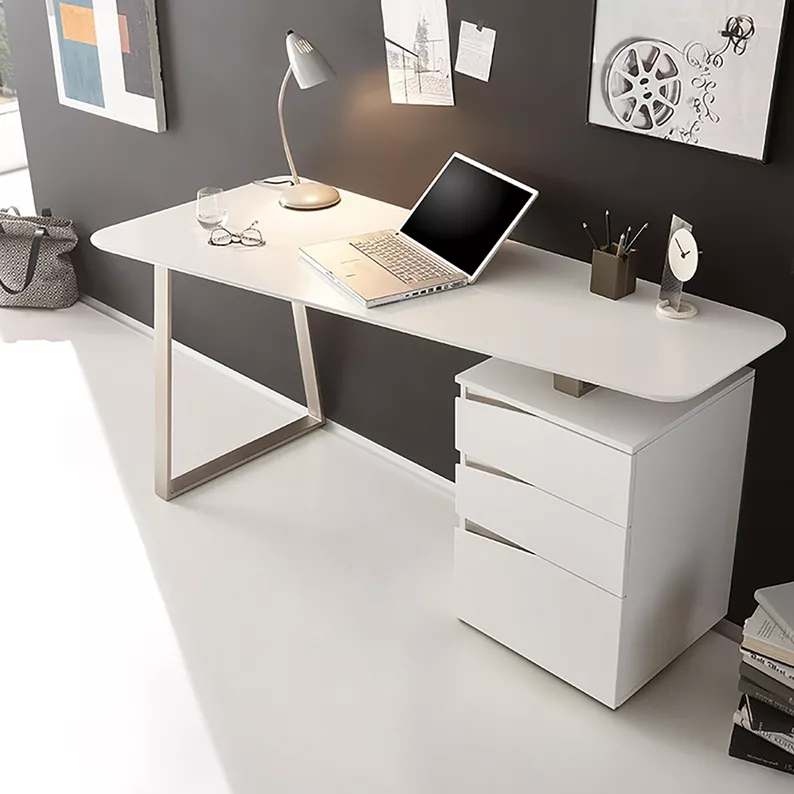 Bureau Dalmazia avec tiroirs 150x67 cm blanc
