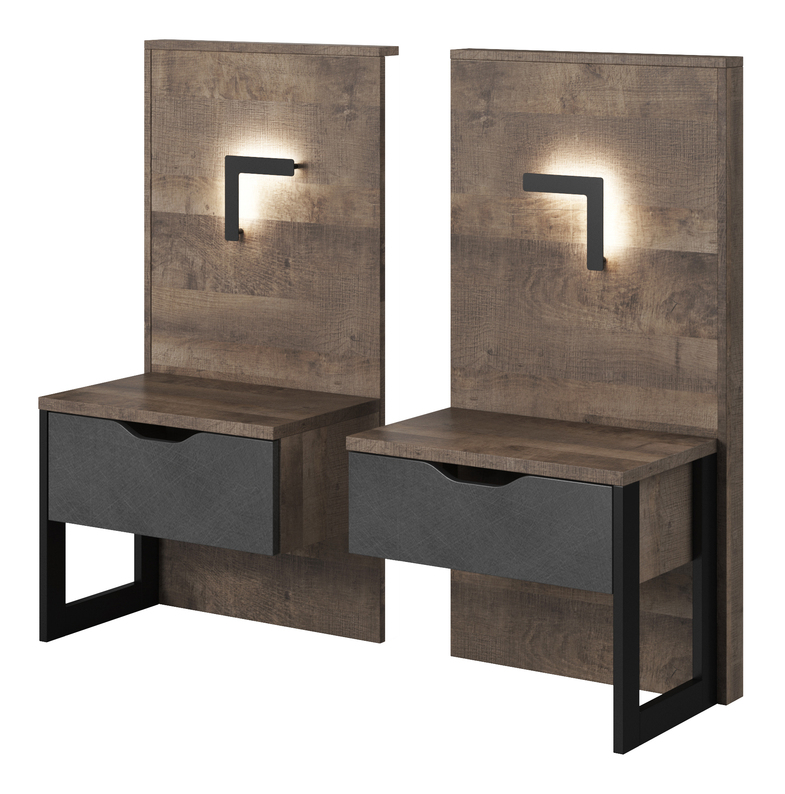 Ensemble de deux tables de chevet Varse avec éclairage chêne sable grange / matera
