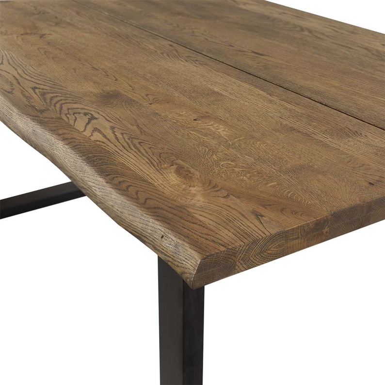 LEMUCTO Table à rallonges avec plateau loupe chêne fumé huilé 160-260x95 cm