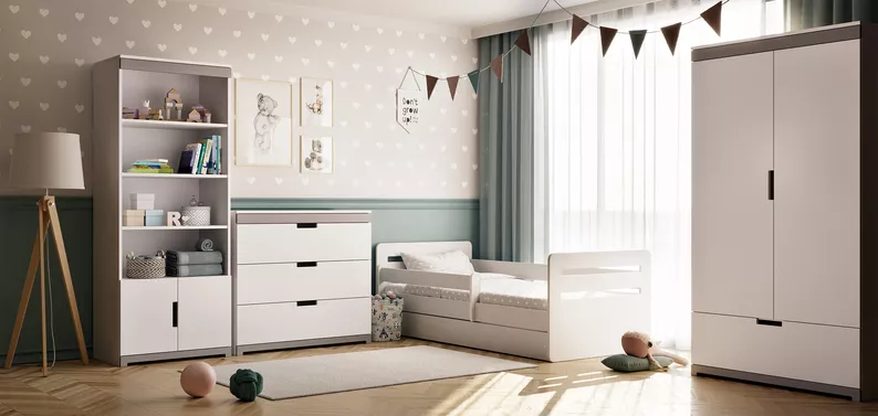 Lit enfant Brannigan 180x80 cm avec un tiroir et un matelas blanc