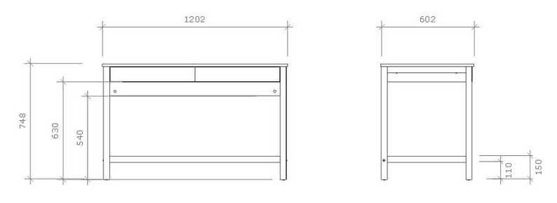 SKANDYNAWIA Bureau avec deux tiroirs 120 cm blanc / bois
