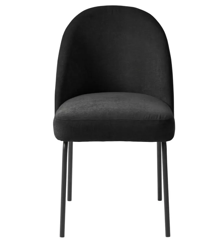 Chaise rembourrée en chenille noire Nelicials