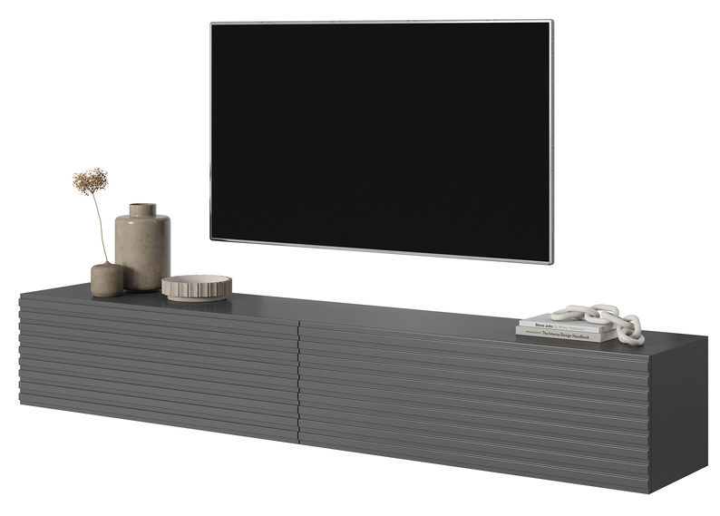 PAVAS Meuble TV 175 cm graphite à lamelles