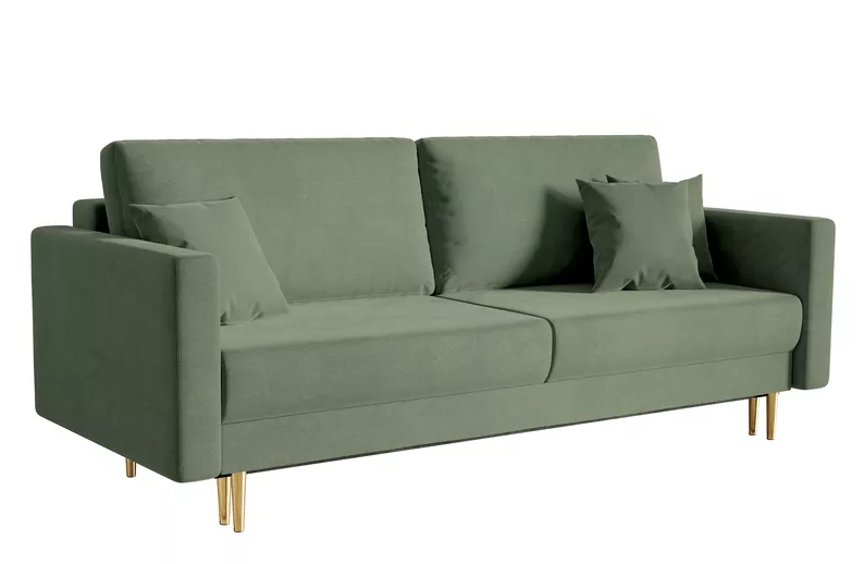 VALICO Canapé-lit trois places velours olive hydrophobe