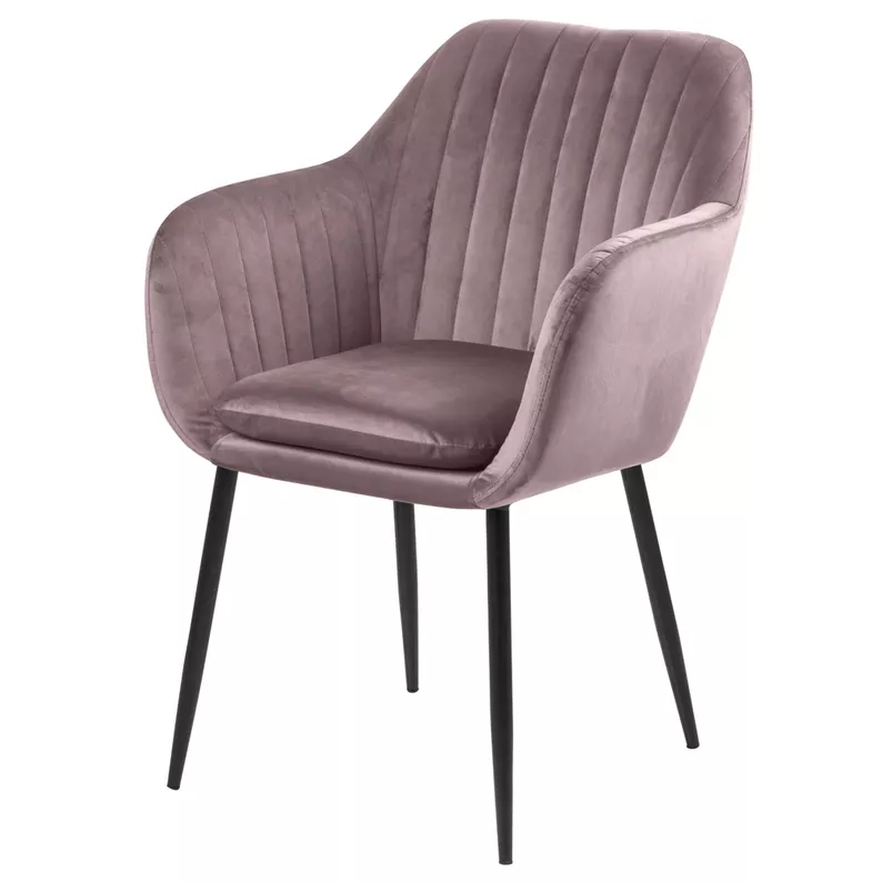ELIDI Chaise rembourrée velours rose poudré pieds métal