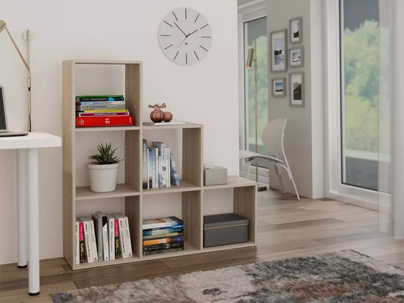 Regał schodkowy Stepi z sześcioma półkami 115 cm dąb sonoma