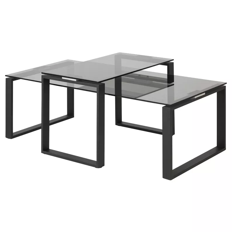 BANJOLE Ensemble de deux tables basses verre fumé