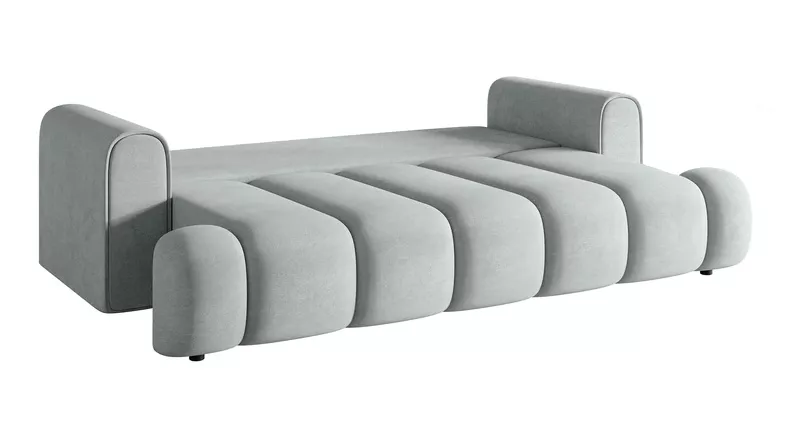 Kanapa trzyosobowa Dandelino z funkcją spania jasnoszara welur hydrofobowy