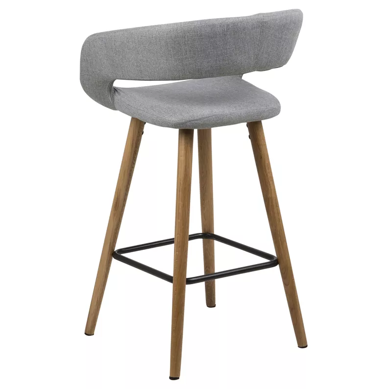 HANNAH Lot de 2 tabourets gris clair pieds foncés