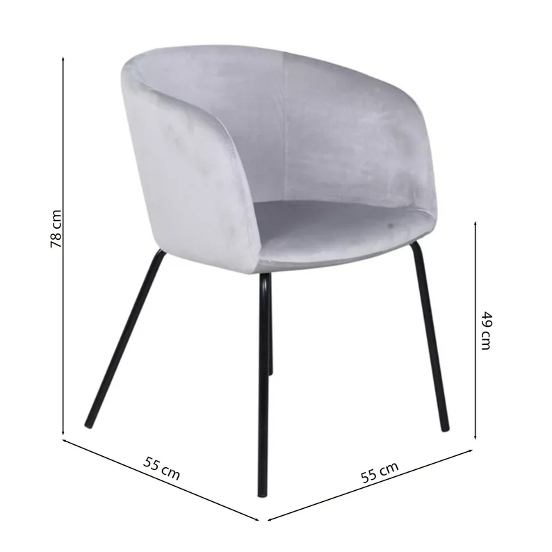 Chaise rembourrée en velours gris Ressator