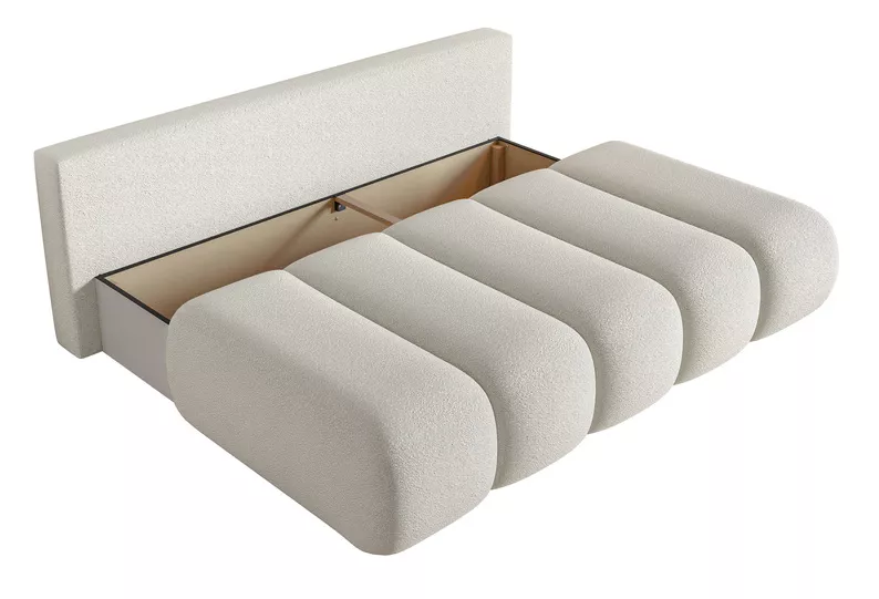 Kanapa trzyosobowa Dandelino Mini z funkcją spania jasnobeżowa boucle