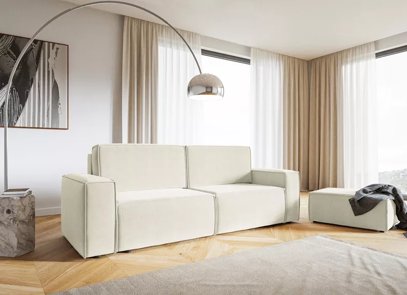 COPERTINO Canapé d'angle convertible 232 cm velours vert