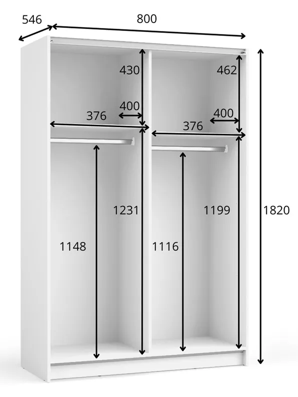 Szafa przesuwna Fiaso dwudrzwiowa z lustrem 80 cm biała