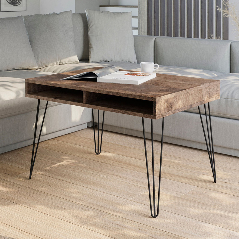 AVESS Table basse 90x60 cm chêne foncé