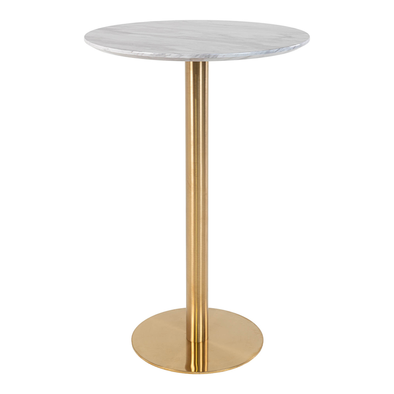 Table Rifetta, imitation marbre avec une base dorée, diamètre 70 cm
