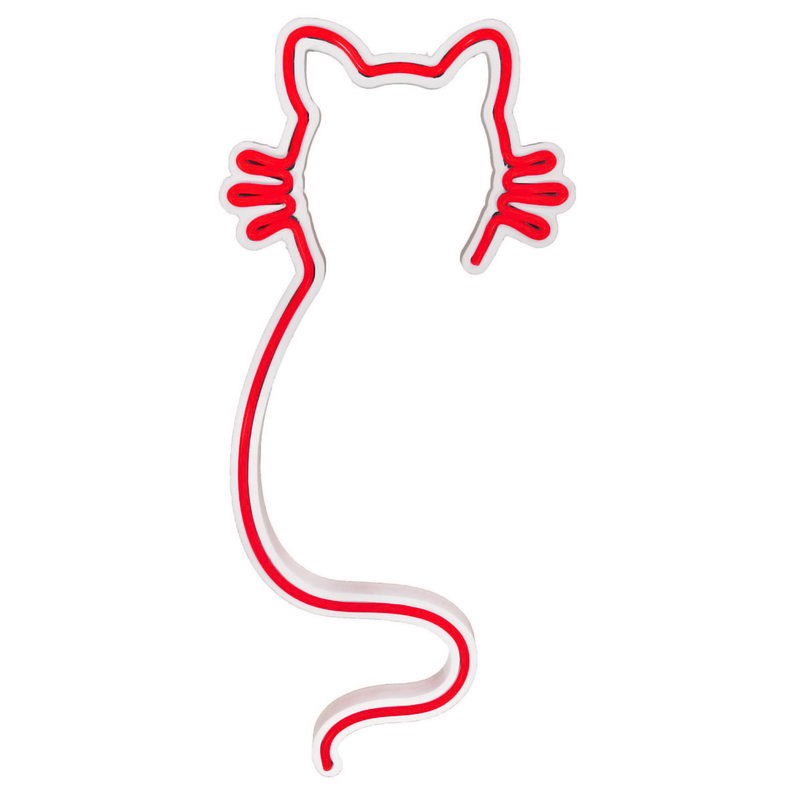 LETELY Enseigne au néon en forme de chat rouge sur le mur
