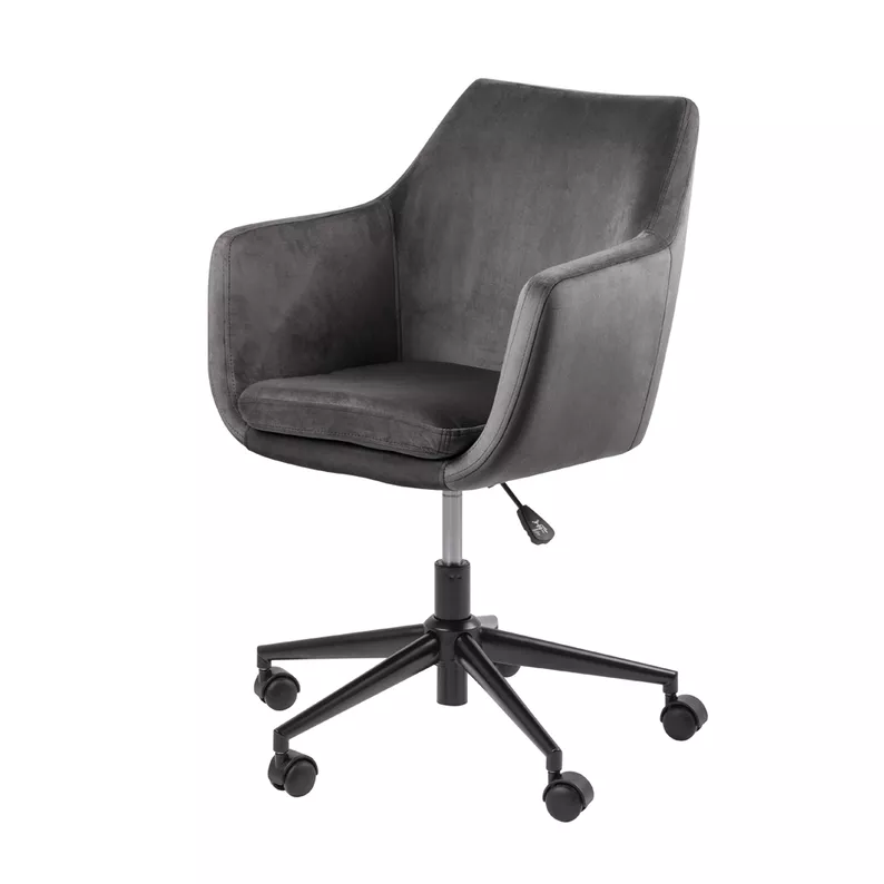 MARCELIO Chaise de bureau grise foncée de velours