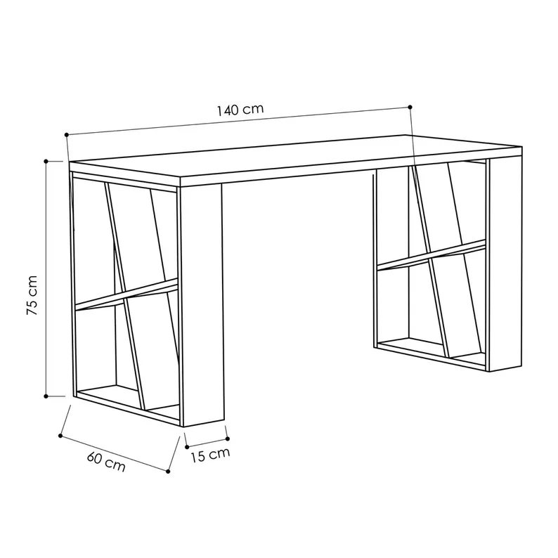 ABERN Bureau en bois 140x60 cm avec un plateau blanc