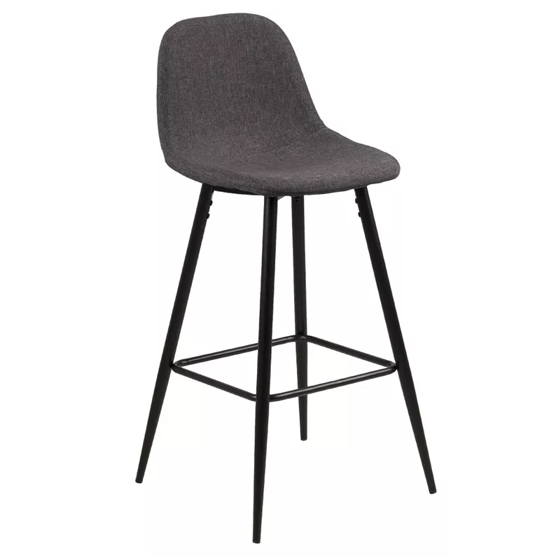 ZAKOMO Lot de deux tabourets tapissés avec galon gris sur un piètement noir de 91 cm