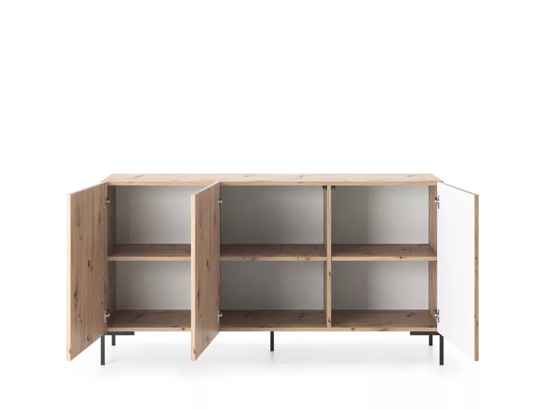 LAMMELO Commode à trois portes 140 cm en chêne lamellaire