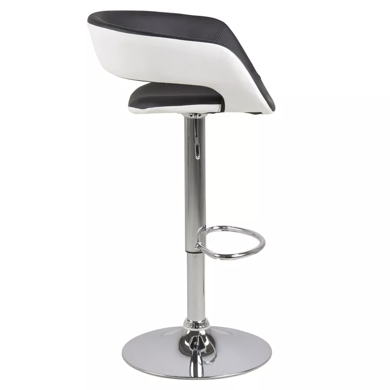 HANNAH Lot de 2 tabourets blanc / noir en similicuir