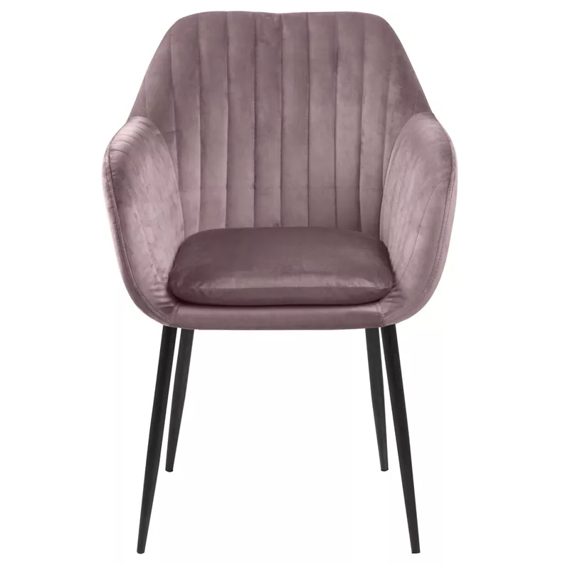 ELIDI Chaise rembourrée velours rose poudré pieds métal