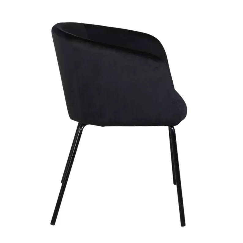 Chaise rembourrée en velours noir Ressator