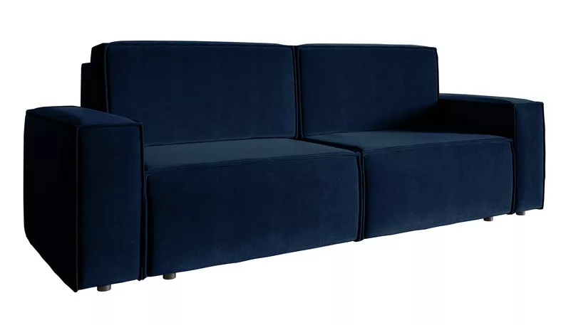 COPERTINO Canapé d'angle convertible velours bleu marine