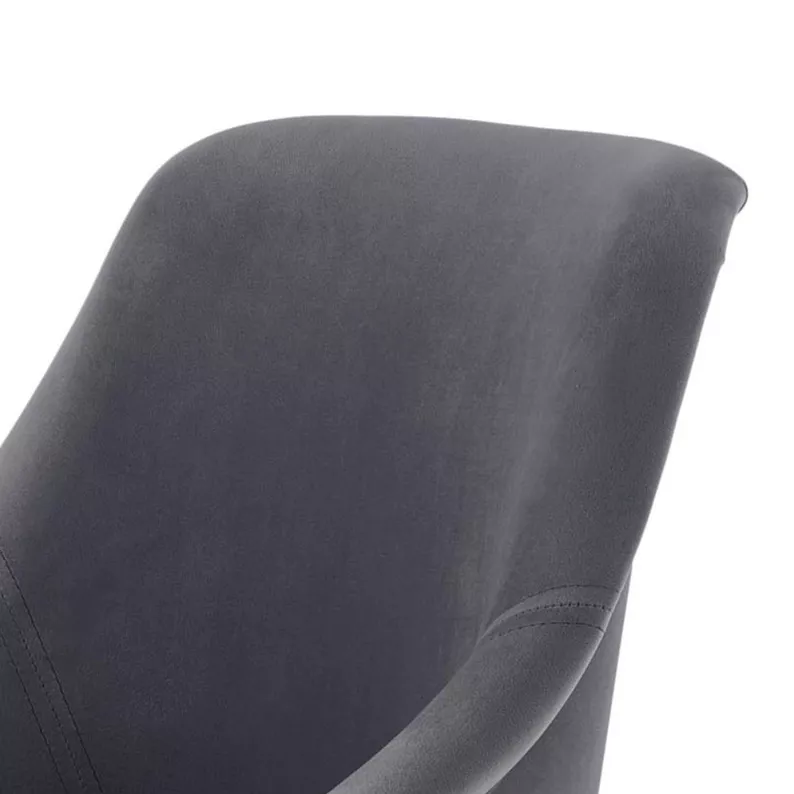 BERLAS Chaise tapissée gris foncé en velours / chêne miel