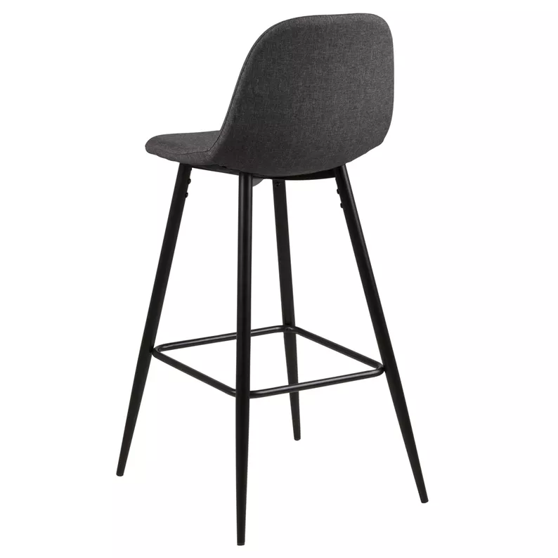 ZAKOMO Lot de deux tabourets tapissés avec galon gris sur un piètement noir de 91 cm