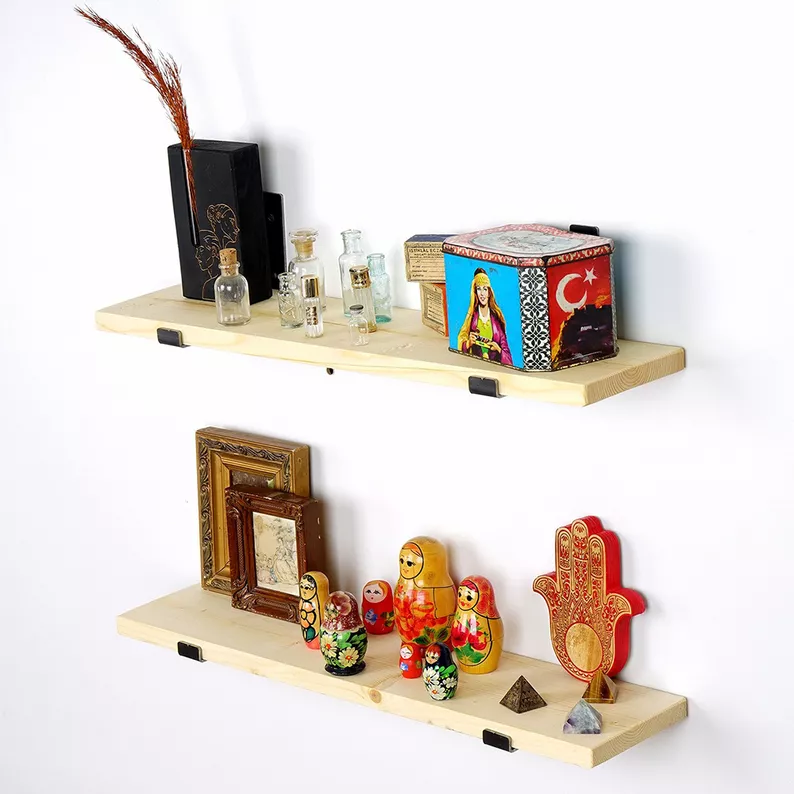 Lot de deux étagères murales Lamero 40 cm, chêne